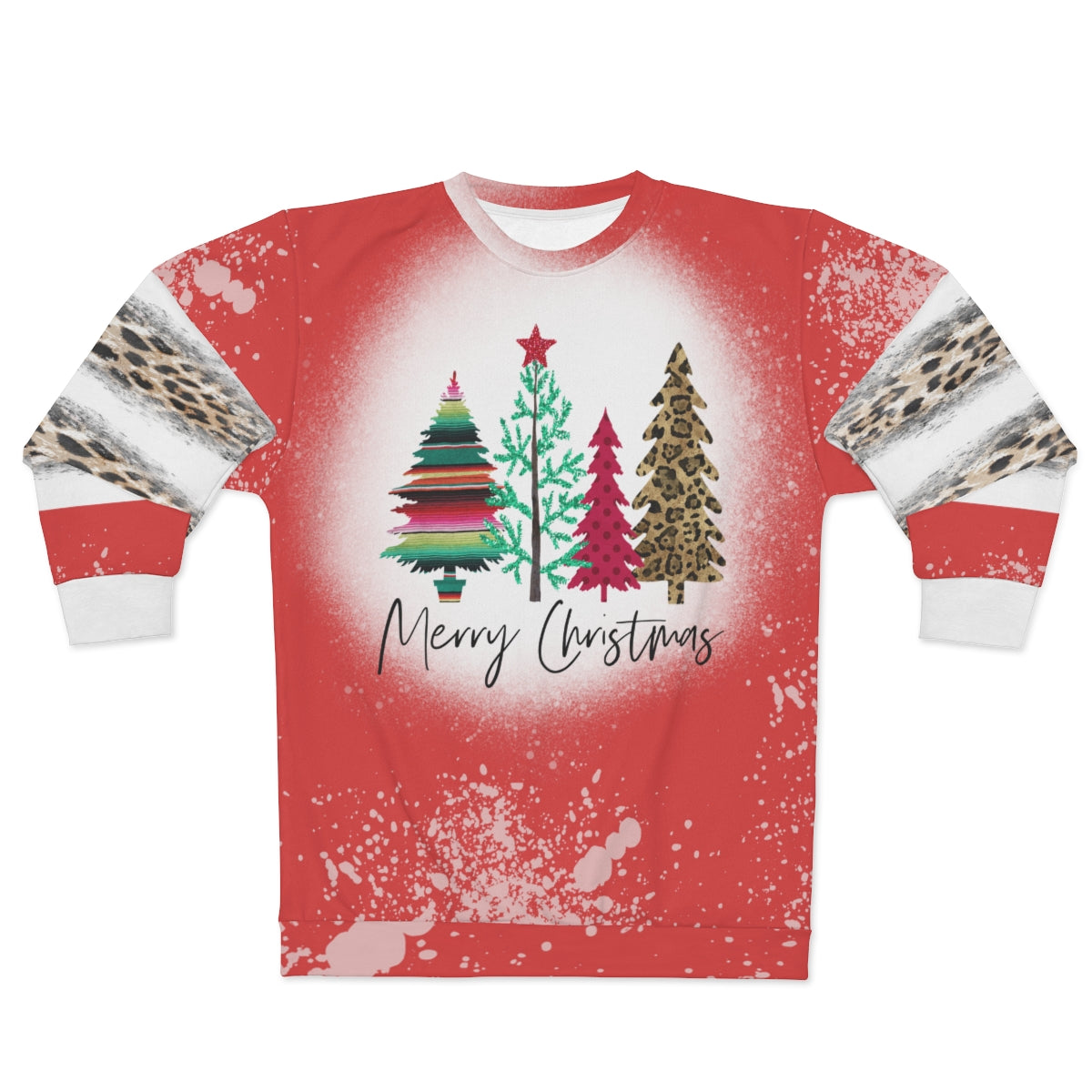 Merry Christmas Bleached Leopard Tree Sweatshirt