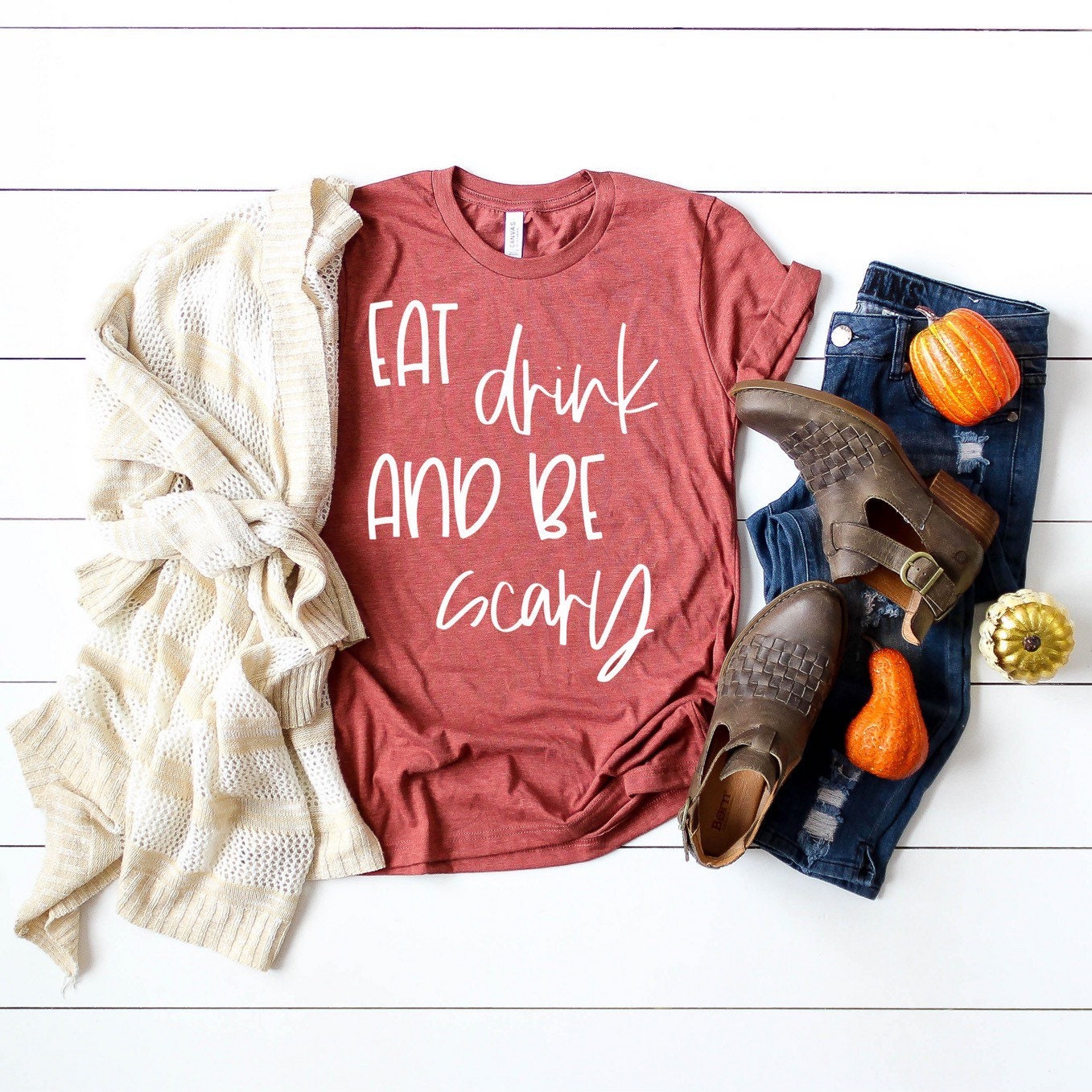 Eat Drink And Be Scary Shirt, Halloween Shirt for Women, Funny Halloween Shirt, Halloween Party Shirt, Halloween Gift, Fall Tee,Bella Canvas