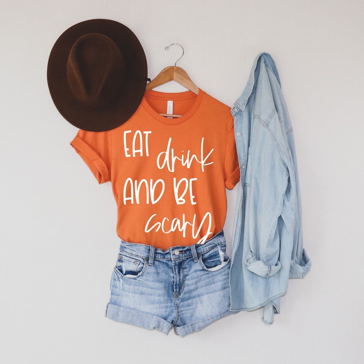 Eat Drink And Be Scary Shirt, Halloween Shirt for Women, Funny Halloween Shirt, Halloween Party Shirt, Halloween Gift, Fall Tee,Bella Canvas