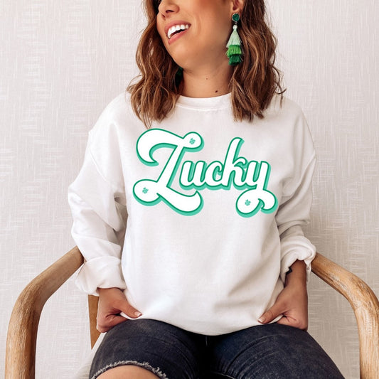 Lucky Sweatshirt, Retro Lucky, St Patricks Day Sweatshirt, St Pattys Day Sweater, St Paddys Day Gift, Lucky Sweater, Mommy And Me Sweatshirt