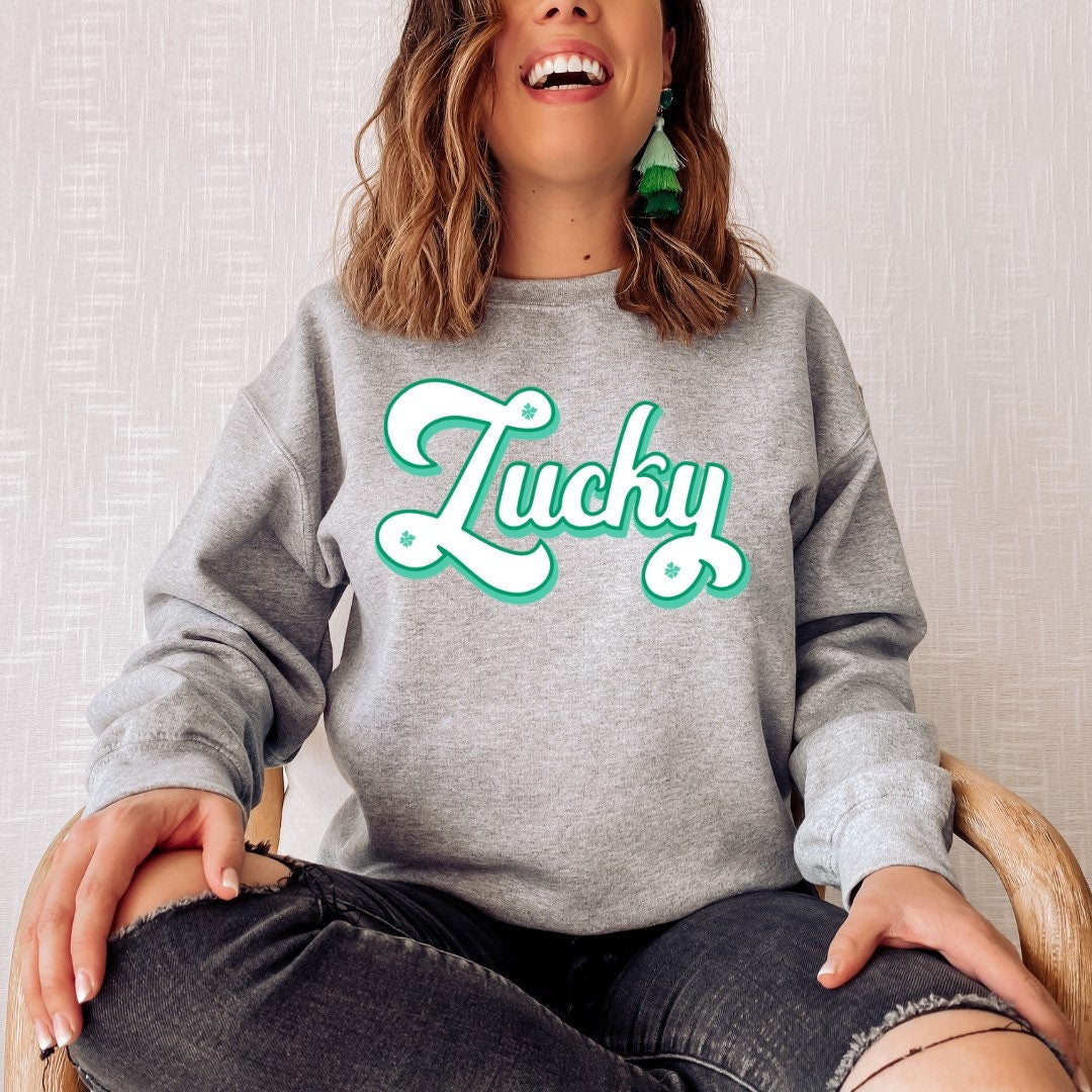 Lucky Sweatshirt, Retro Lucky, St Patricks Day Sweatshirt, St Pattys Day Sweater, St Paddys Day Gift, Lucky Sweater, Mommy And Me Sweatshirt