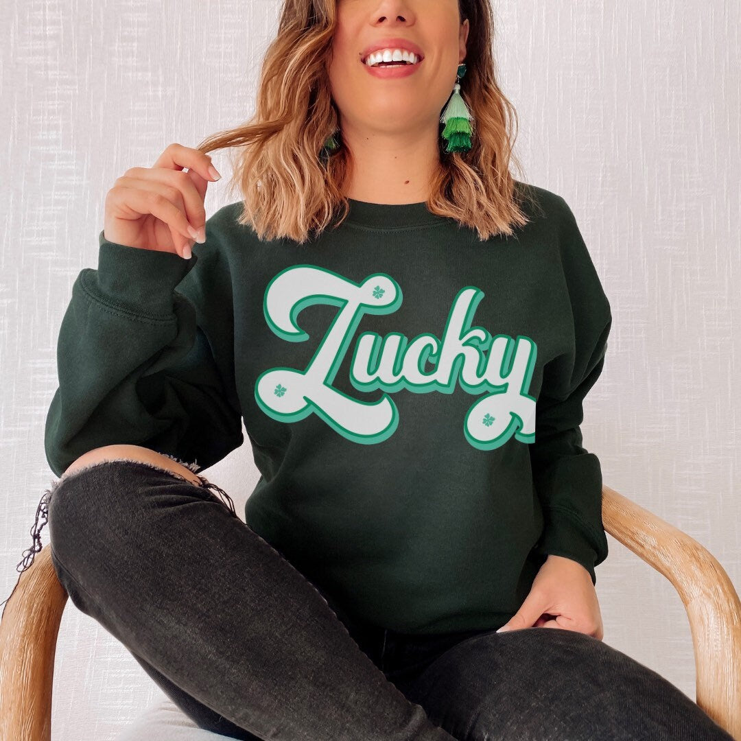 Lucky Sweatshirt, Retro Lucky, St Patricks Day Sweatshirt, St Pattys Day Sweater, St Paddys Day Gift, Lucky Sweater, Mommy And Me Sweatshirt