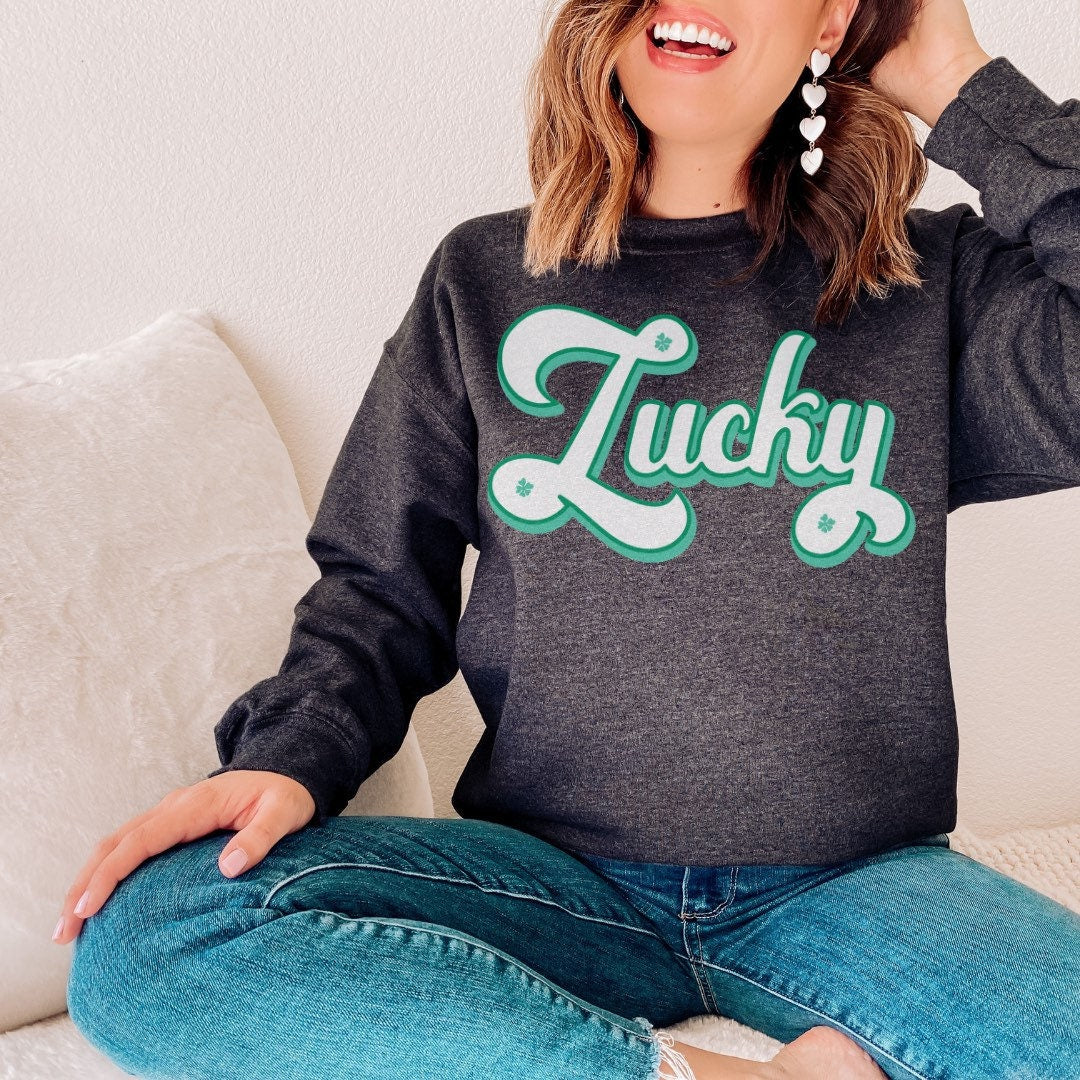 Lucky Sweatshirt, Retro Lucky, St Patricks Day Sweatshirt, St Pattys Day Sweater, St Paddys Day Gift, Lucky Sweater, Mommy And Me Sweatshirt
