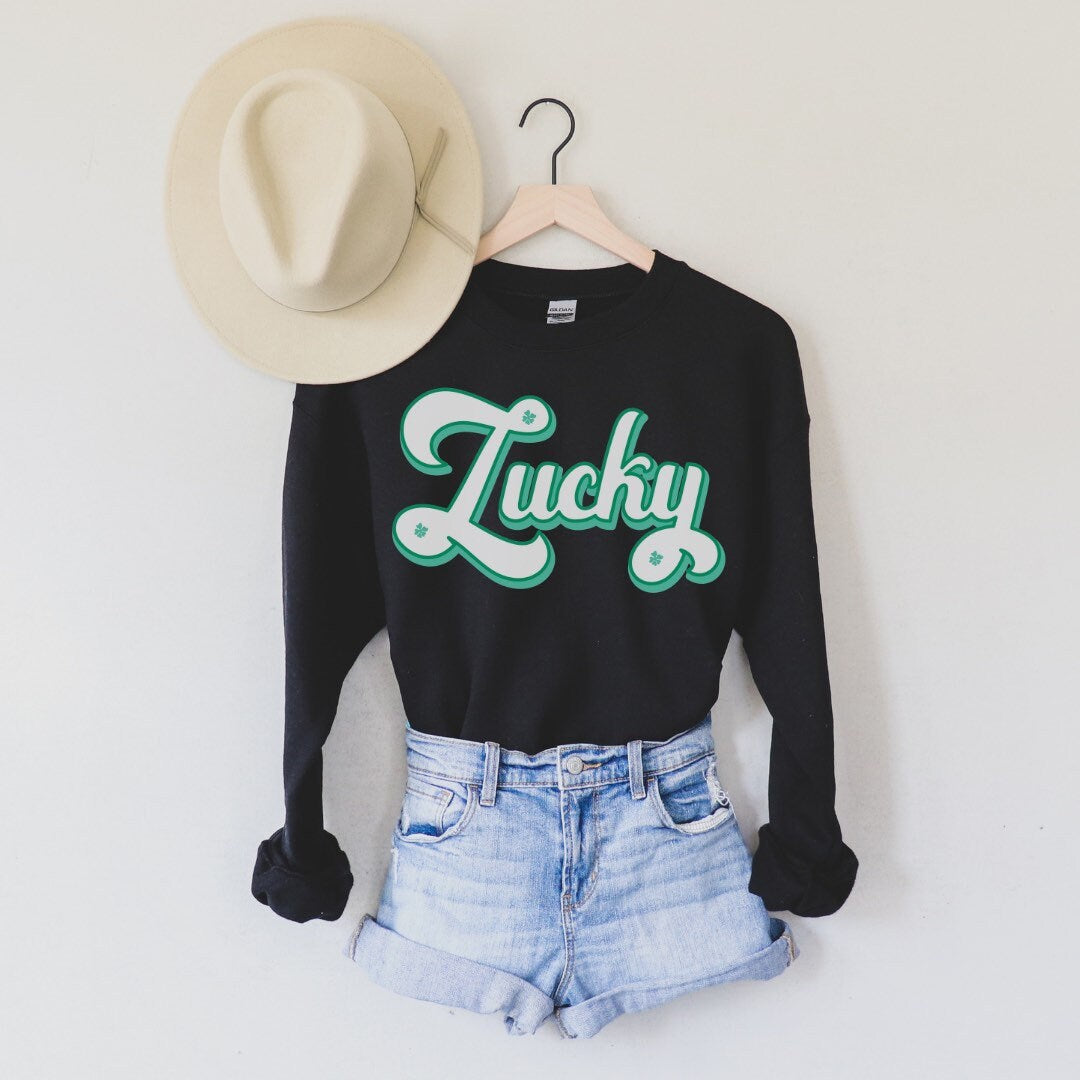 Lucky Sweatshirt, Retro Lucky, St Patricks Day Sweatshirt, St Pattys Day Sweater, St Paddys Day Gift, Lucky Sweater, Mommy And Me Sweatshirt