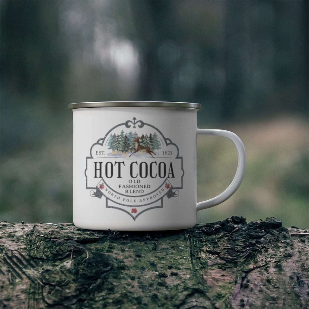 Hot Cocoa Mug, Hot Chocolate Mug, Camping Mug Christmas, 12 oz mug, Christmas Eve Box Filler, Christmas Eve Gift, Hot Cocoa Mug for Kids