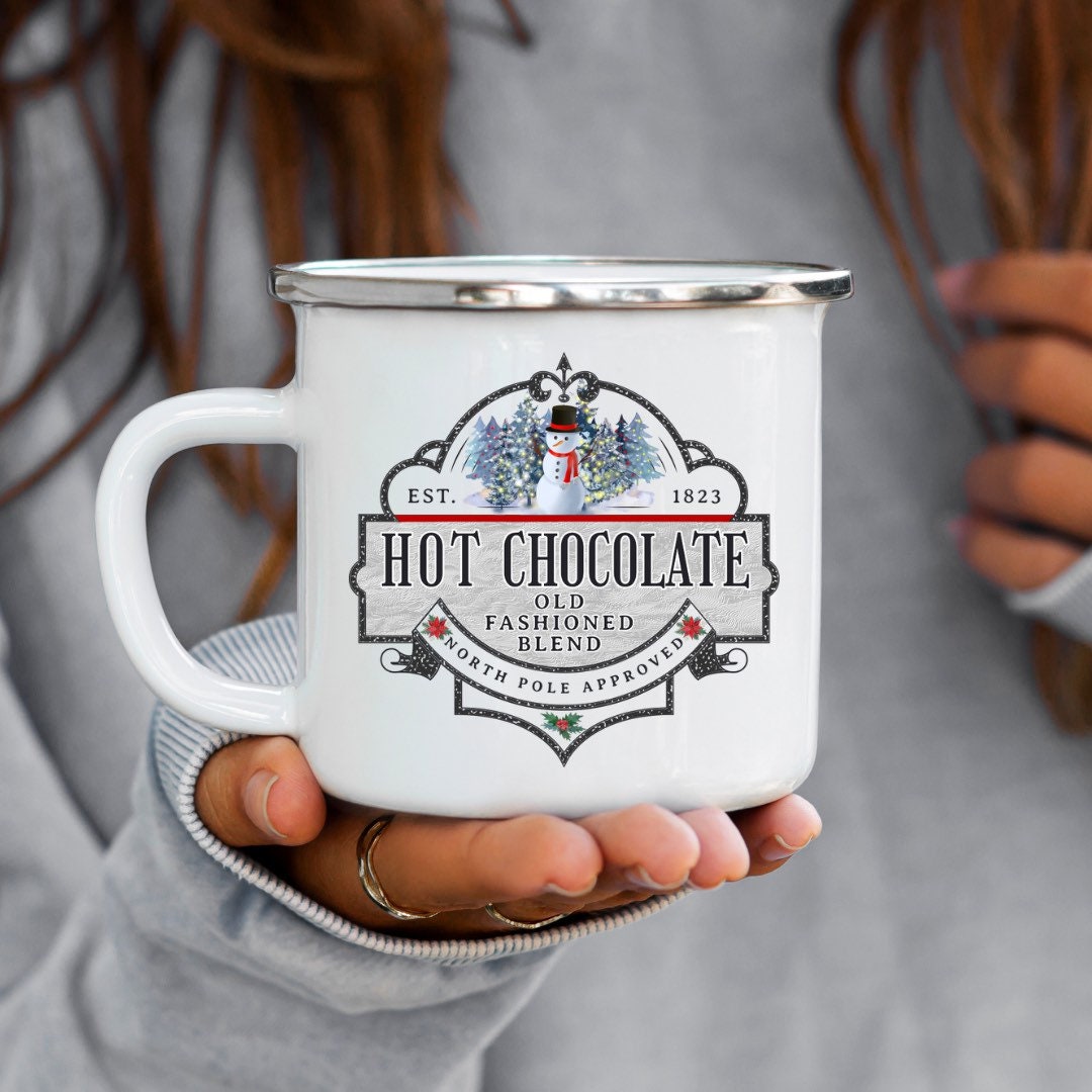 Hot Chocolate Mug, Hot Cocoa Mug, Camping Mug Christmas, 12 oz mug, Christmas Eve Box Filler, Christmas Eve Gift, Hot Chocolate Mug for Kids