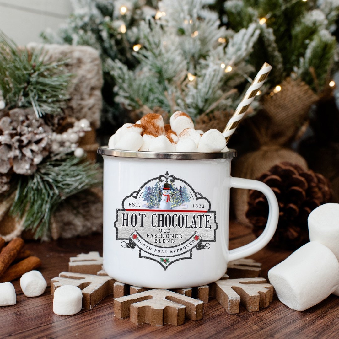 Hot Chocolate Mug, Hot Cocoa Mug, Camping Mug Christmas, 12 oz mug, Christmas Eve Box Filler, Christmas Eve Gift, Hot Chocolate Mug for Kids