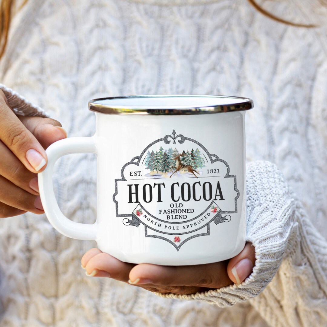 Hot Cocoa Mug, Hot Chocolate Mug, Camping Mug Christmas, 12 oz mug, Christmas Eve Box Filler, Christmas Eve Gift, Hot Cocoa Mug for Kids