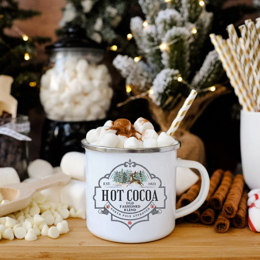 Hot Cocoa Mug, Hot Chocolate Mug, Camping Mug Christmas, 12 oz mug, Christmas Eve Box Filler, Christmas Eve Gift, Hot Cocoa Mug for Kids