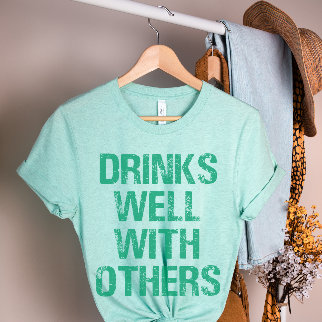 Drinks Well With Others Shirt, Distressed St Patricks Day Shirt, Irish Pub Shirt, St Pattys Day Tee, Alcohol T Shirt, Drinking Shirts