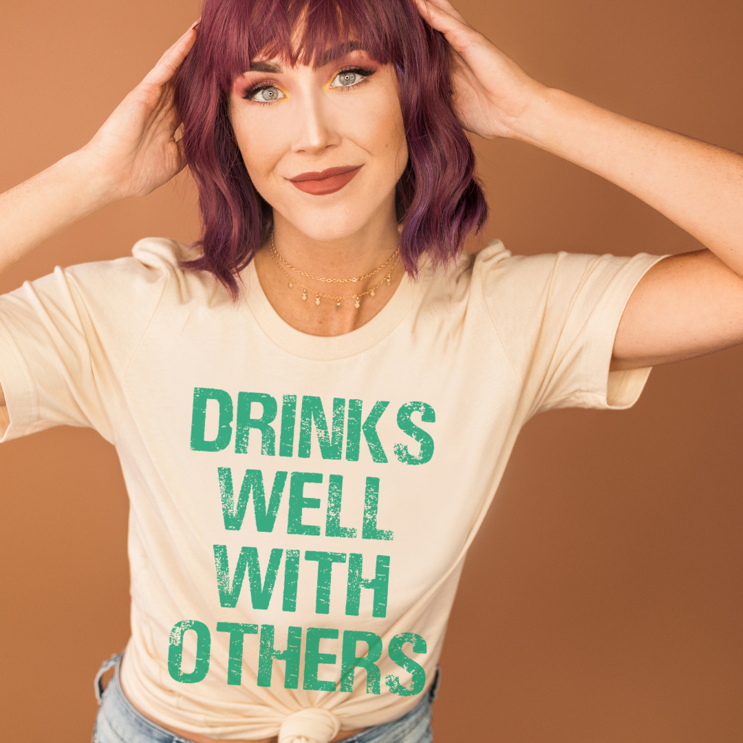 Drinks Well With Others Shirt, Distressed St Patricks Day Shirt, Irish Pub Shirt, St Pattys Day Tee, Alcohol T Shirt, Drinking Shirts